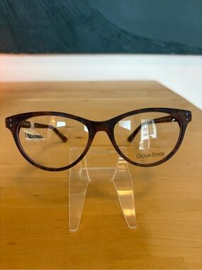 Chlogan Eyewear Round Woodgrain Eyeglasses Purple Brown Haze 9002 57-18-150 NWT